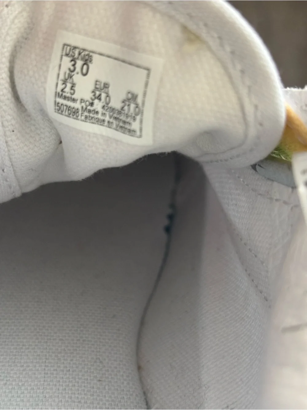 Vans Kids White Canvas Sneakers with Rainbow Gradient Straps NWOT